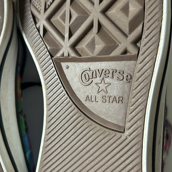 Converse High Top Sneakers in White with Purple, Pink, Blue Floral Print - Picture 12 of 16